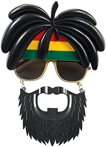 Rasta Peruklu Rasta Sakallı Bob Marley Bıyıklı Parti Gözlüğü 27X18 Cm