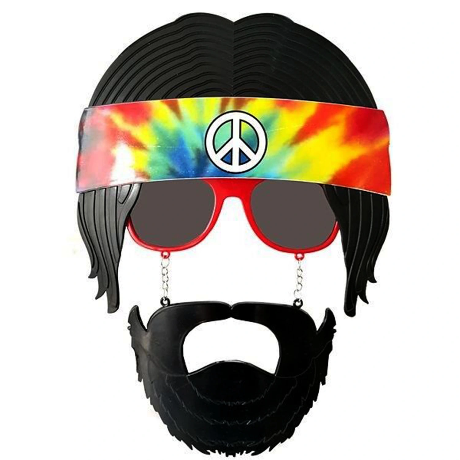 Siyah Saçlı Bandana Tasarımlı Hippi Parti Gözlüğü 26X18 Cm