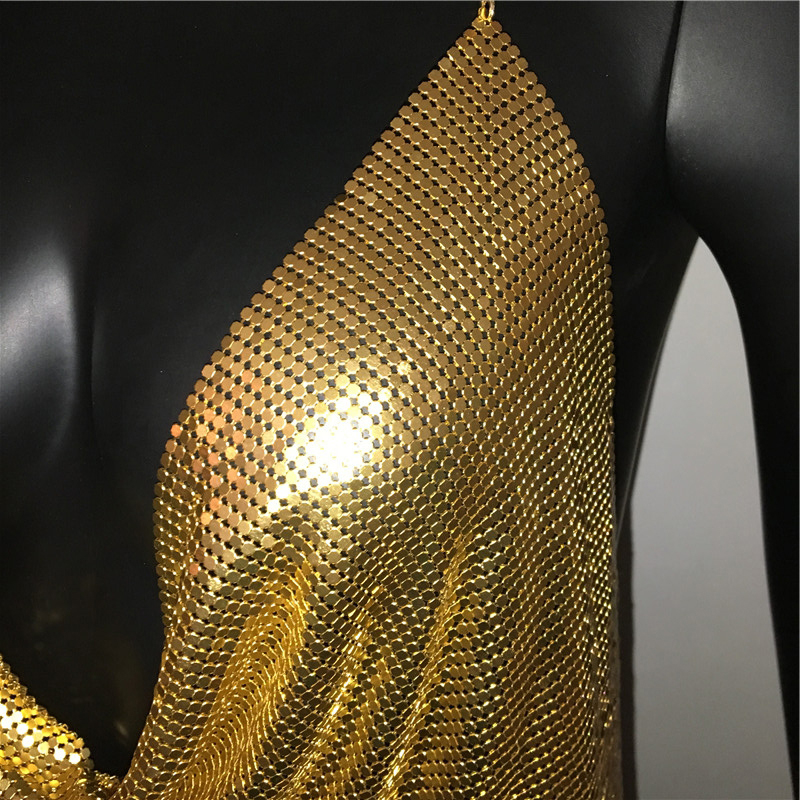 PinkStore Parlak Gold Crop & Bluz Kolsuz Kayık Yaka Zırh Büsti̇yer