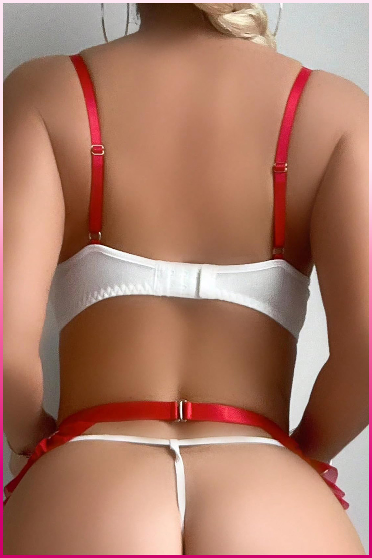 PinkStore Beyaz Balenli̇ Seksi̇ Hi̇zmetçi̇ Kostüm