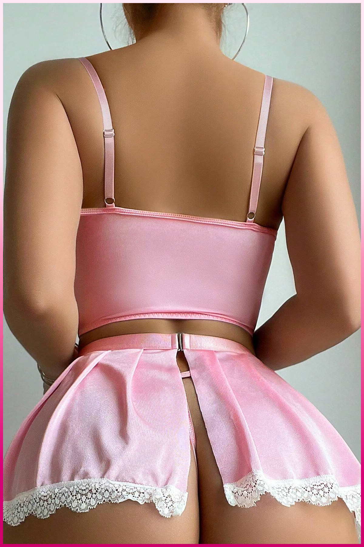 PinkStore Pembe Fırfır Detaylı Özel Tasarım İç Gi̇yi̇m Seti̇