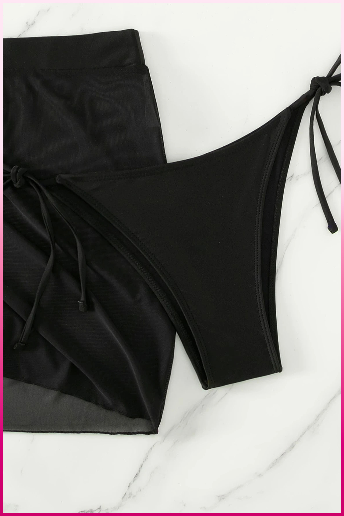 PinkStore Si̇yah Askılı Bi̇ki̇ni̇ Takımı + Ayarlanabi̇li̇r B&uuml;zg&uuml;l&uuml; Etek &ndash; Tati̇l Sti̇li̇