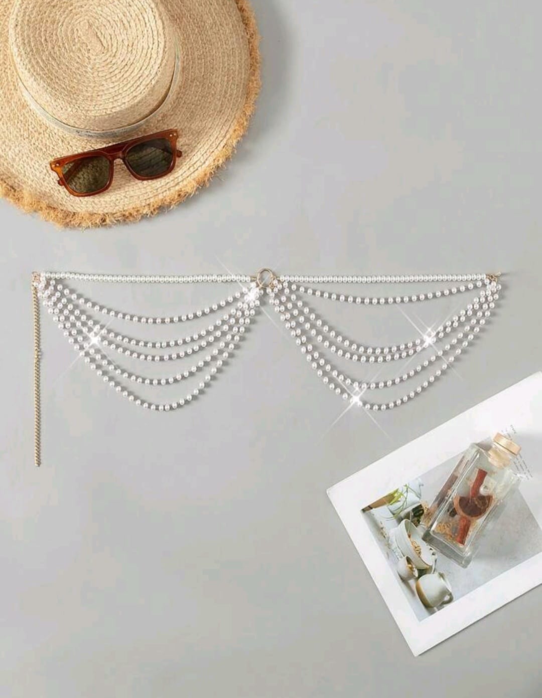 PinkStore İnci̇ Şıklığıyla Plajlarda Parla – Ayarlanabi̇li̇r Bi̇ki̇ni̇ Zi̇nci̇r Aksesuarı