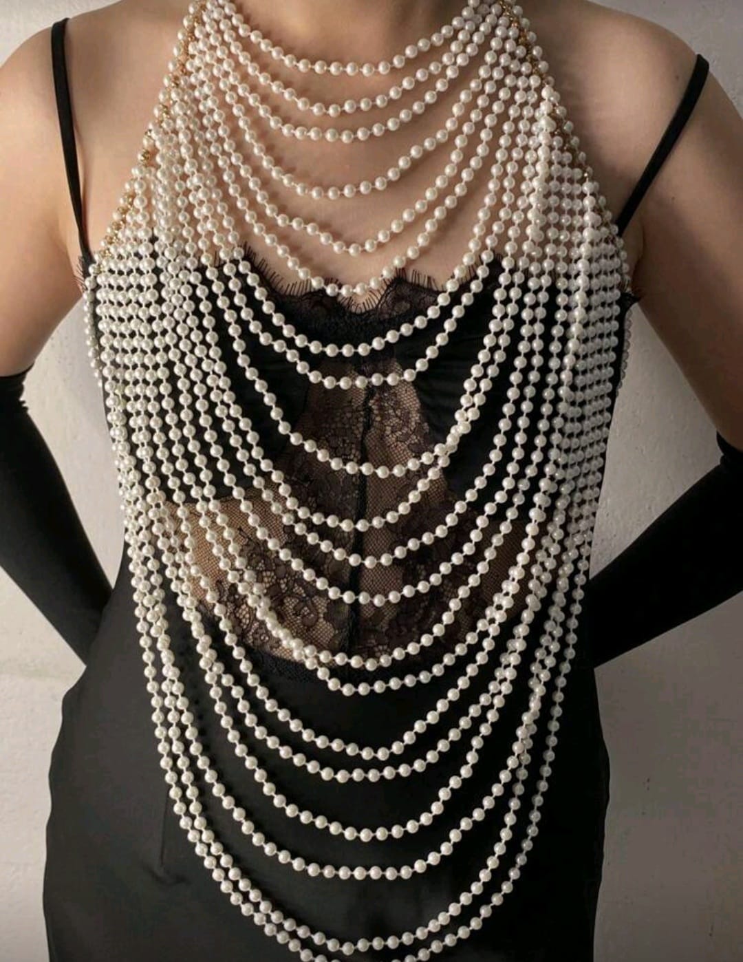 PinkStore İnci̇li̇ Seksi̇ Vücut Aksesuarı , Şık Busti̇yer