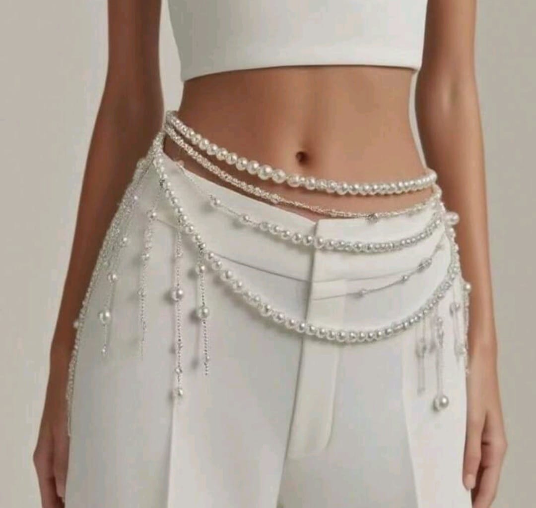 PinkStore Kadın Seksi̇ Bel Aksesuarı , Zari̇f , Şık , İnci̇li̇ Kost&uuml;m