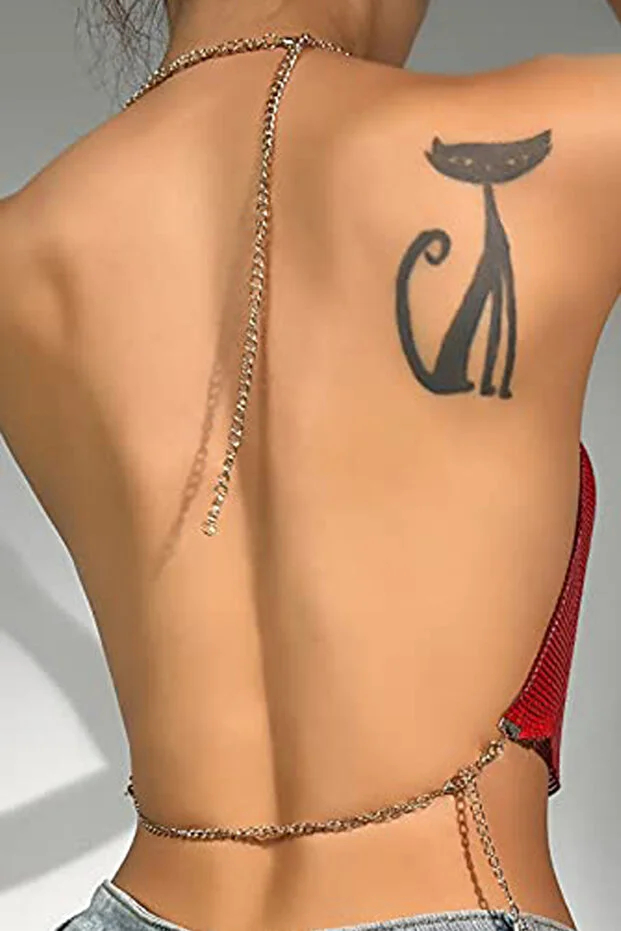 PinkStore Kri̇stal Kırmızı Taşlı Parlak Crop & Bluz Kolsuz Kayık Yaka Parti̇ Plaj Büsti̇yer