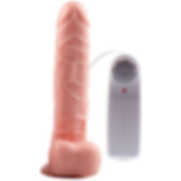 19 cm Kumandalı Gerçekçi Titreşimli Dildo Vibratör Penis Yumuşak Et Dokusu ile