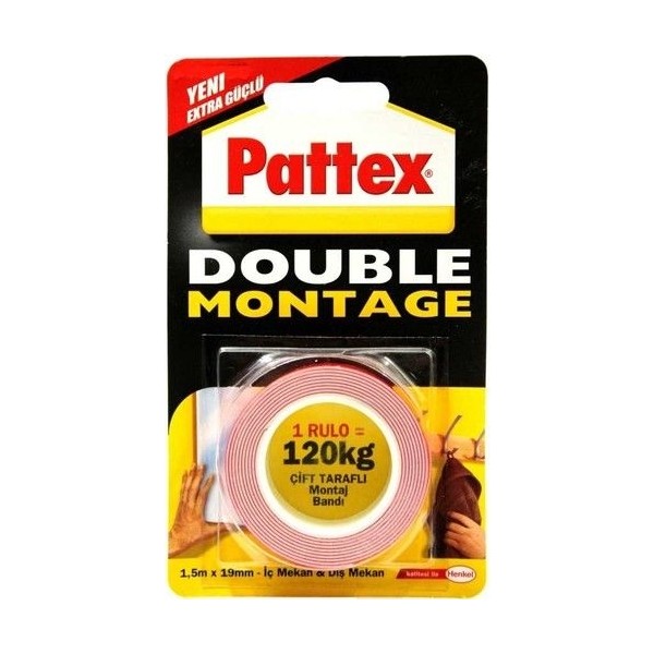 Pattex Henkel Pattex Henkel Pattex Double Montage 120 kg Montaj Bant 19 mm 1 5
