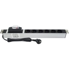 AMP Connect Connect 19" 1u 6'lı Schuko Sigortalı Aluminyum Rack Kabin Grup Priz Pdu
