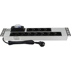 AMP Connect Connect 19" 2u 12'li Schuko Sigortalı Aluminyum Rack Kabin Grup Priz Pdu