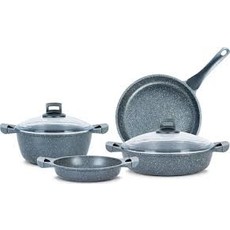 Thermoad Gri Derin Tencere Seti 7 Parça Granit Kaplama 20 Cm 24 Cm 26 Cm