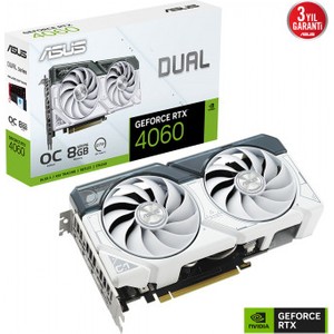 Asus GeForce RTX 4060 Dual-RTX4060-O8G White 8GB GDDR6 128bit 2535MHz OC HDMI 3x DP DLSS3 Ekran Kartı - Dual-RTX4060-O8G White