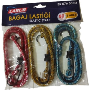 Carub 80 cm Bagaj Lastiği 3'lü Kancalı Elastik Set Özellikleri ile Güçlü Bağlama Performansı