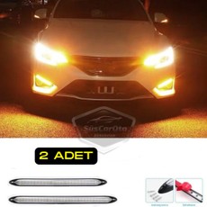 ŞüsCarOto Aksesuar Selamlamalı Kayar Sinyalli Araba Gündüz Farı Esnek Gündüz Ledi Drl LED Lamba Güçlü Işık Açılış Animasyonlu 12V Su Geçirmez Sarı Beyaz 2 Adet 34.5 cm