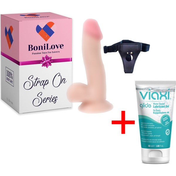 Bonilove Strap On Series 17 cm Yumuşak Dokuda Belden Bağlamalı Takma Penis+Jel