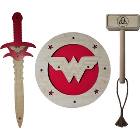 Ahtek Ahşap Oyuncak Seti Wonder Woman Kalkanı Kılıcı ve Ahşap Tor Thor