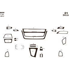 Mars Cockpit Design Bmw F30 Uyumlu Konsol-Torpido Kaplama 2013 Üzeri 21 Parça Koyu Meşe