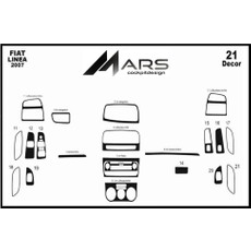Mars Cockpit Design Fiat Linea Konsol-Torpido Kaplama 2007 21 Parça Piano Black