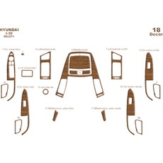 Mars Cockpit Design Hyundai I30 Konsol-Torpido Kaplama 2008 18 Parça Açık Meşe