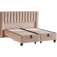 Niron Yatak Hades Lüks Baza ve Başlık Seti 140x190 cm Çift Kişilik Baza ve Başlık Takımı Krem Özel Kumaş