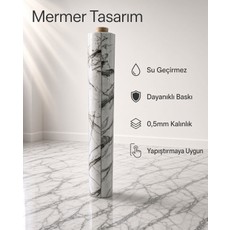 Blue Home Mermer Görünümlü Pvc Zemin Kaplama Beyaz Parlak Su Geçirmez Yer Döşemesi Mutfak Salon Banyo Işyeri