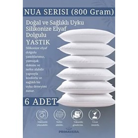 Primavera Home Primavera Nua Serisi 6'lı Elyaf Yastık 50 x 70 cm Makinede Yıkanabilir Beyaz Renkli Konforlu Destek