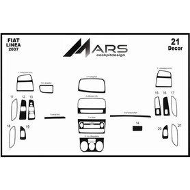 Mars Cockpit Design Fiat Linea Konsol-Torpido Kaplama 2007 21 Parça Piano Black