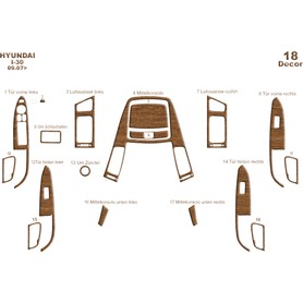 Mars Cockpit Design Hyundai I30 Konsol-Torpido Kaplama 2008 18 Parça Açık Meşe