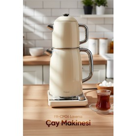 Fressi Dijital Çay Makinesi 2 In 1 Krem Renkli Çelik 0,8 L Demlik Ve 1,8 L Su
