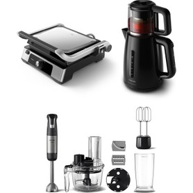 Philips 3 Lü Çeyiz Seti (Hd6301/90 Tost Makinesi + Hd7301/00 Çay Makinesi + Hr2695/01 Blender