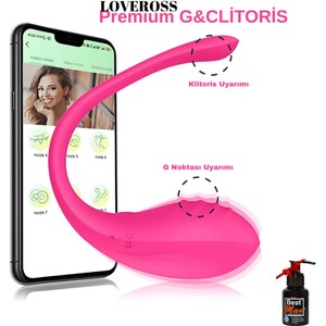 LOVEROSS 10 Titreşim Fonksiyonlu Telefon Kontrollü Şarjlı G Noktası ve Klitoris Vibratörü Pembe