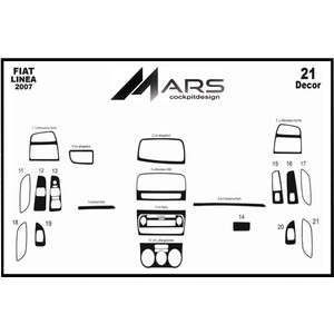 Mars Cockpit Design Fiat Linea Konsol-Torpido Kaplama 2007 21 Parça Piano Black