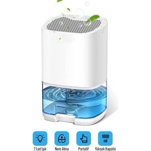 Saravita 1000ML Nem Alma Cihazi Hava Kurutucu Banyo Mutfak Oda Için LED Işıklı Dehumidifer Nem Emici