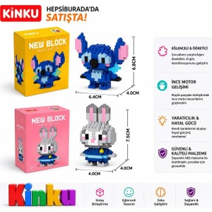 Kinku Stitch- Nick Wilde Mini 3D Puzzle / Sevimli Figür / 2'li Eğlenceli Set / Hobi+..