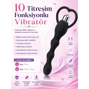 Boğumlu Esnek Soft Silikon Doku Anal V*jina Kullanılabilen 10 Farklı Güçlü Titreşimli Zevk Vibratörü