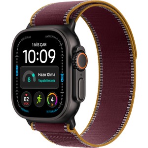 Apple Watch Ultra 4 Gps + Cellular 49 mm Siyah Titanyum Kasa ve Burgonya Trail Loop - S/m