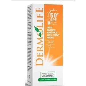 Dermolife Leke Karşıtı Yüz ve Vücut Gunes Kremi 50 Spf Suya Dayanıklı Panthenol Vitamin E