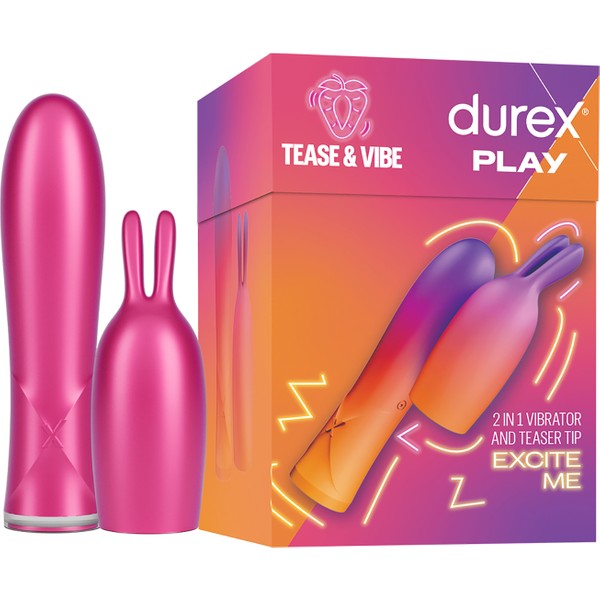 Durex 2’si 1 Arada Vibratör ve Uyarıcı Başlık – Çoklu Titreşim Modu Su Geçirmez Silikon Ergonomik Tasarım