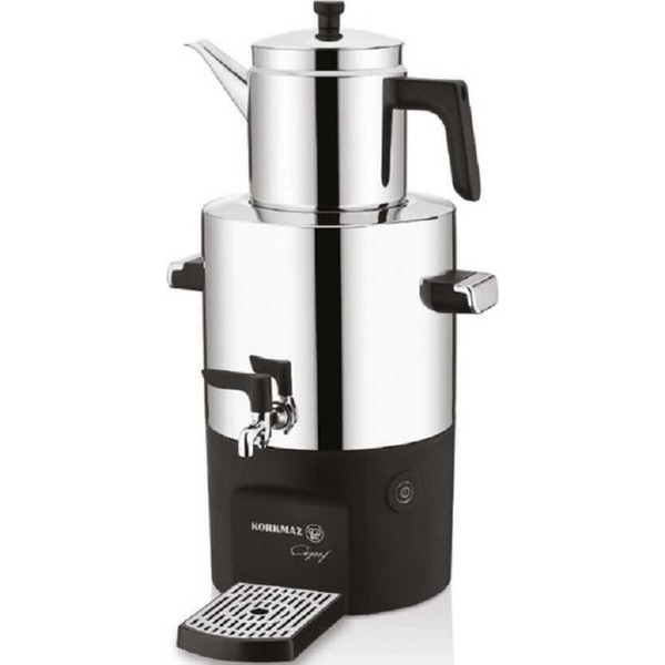 Korkmaz Çayşef Inox-Parlak Semaver 5 lt Kapasite Çelik Renkli Ergonomik Tasarım