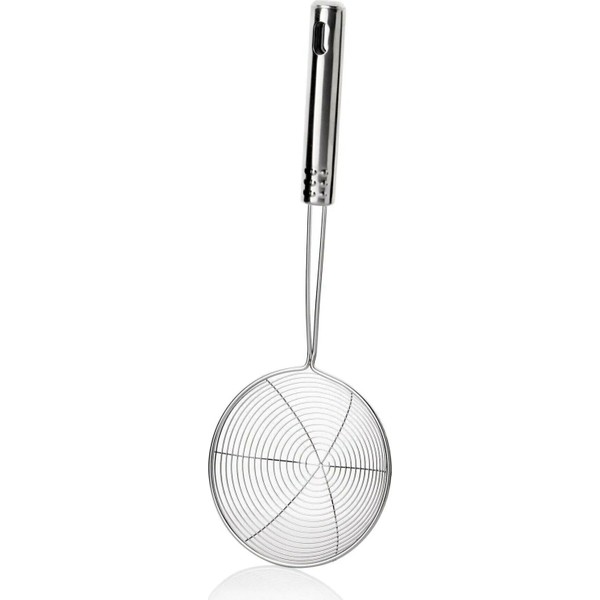 Kitchen Damys Çelik Lüks Paslanmaz Kızartma Kevgiri Yağ Süzgeci Çelik Tel Kepçe 12 Cm. Çapı