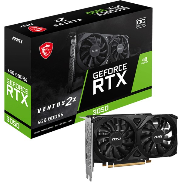 MSI VGA GeForce RTX 3050 Ventus 2x E 6G OC RTX 3050 6GB Gddr6 96B DX12 PCIe 4.0 X8