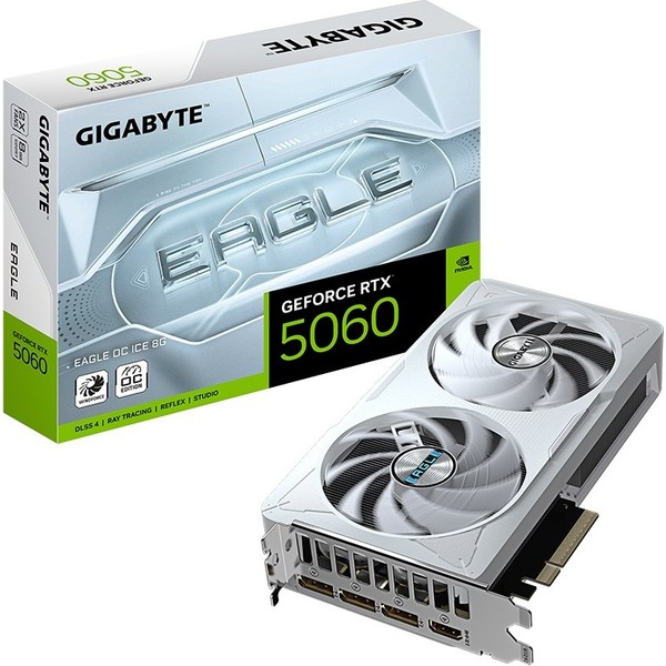 Gigabyte GeForce RTX 5060 Eagle OC Ice 8G GDDR7 8GB 128 Bit DLSS 4 GV-N5060EAGLEOC Ice-8gd NVIDIA Ekran Kartı