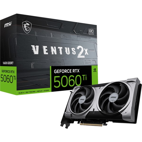MSI VGA GeForce RTX 5060 Ti 16G Ventus 2x OC Plus RTX 5060 Ti 16GB GDDR7 128B DX12 PCIe 5.0 X16 Ekran Kartı