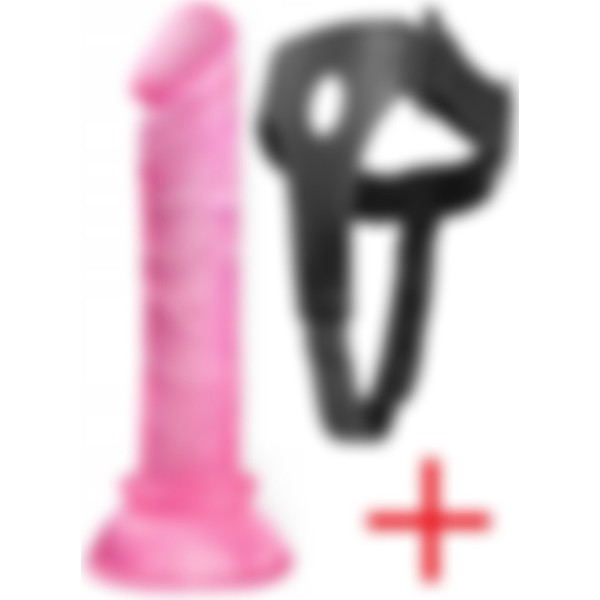 Kemerli Esnek Pembe Jel Doku 14 cm Belden Bağlamalı Anal Vajina Vantuzlu Realistik Takma Dildo Penis