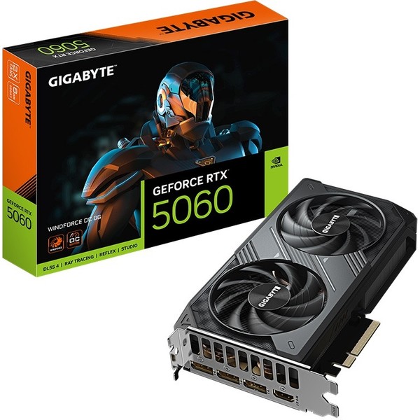Gigabyte GeForce RTX 5060 Windforce OC 8G GDDR7 8GB 128 Bit DLSS 4 GV-N5060WF2OC-8GD NVIDIA Ekran Kartı