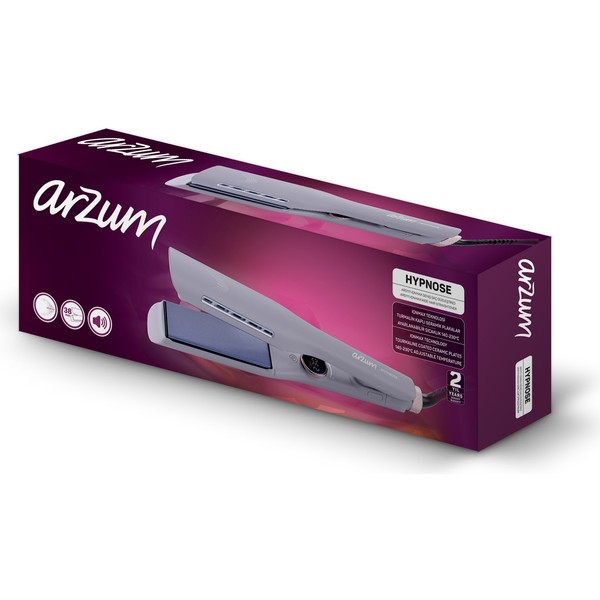Arzum Hypnose Ionmax Geniş Saç Düzleştirici Lila Turmalin Seramik Malzeme İle 230 Derece Isı Ayarı