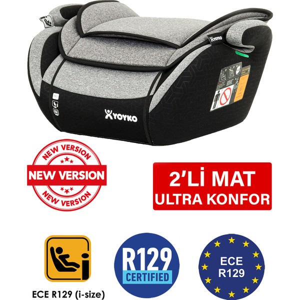 Yoyko 15-36 kg Oto Koltuğu Yükseltici I-Size Premium Booster Gri Isofıx Yoktur