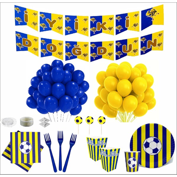 Zenviva Taraftar Fenerbahçe Sarı Lacivert 24 Kişilik Doğum Günü Seti