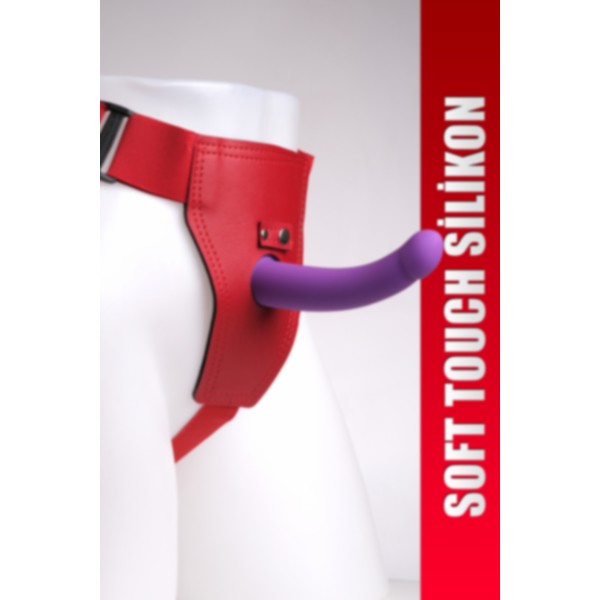 Femstar Soft Silikon Anal Strapon Mor 12 cm Küçük Vajinal Kemerli Penisler Yumuşak Pürüzsüz Içi Dolu Bele Bağlanan Ince Takma Belden Bağlamalı Dildo