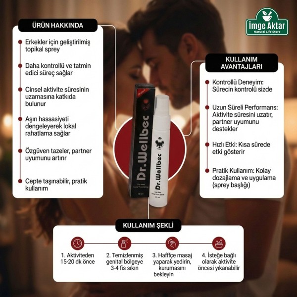İmge Aktar Dr. Wellbec For Men Uzun Süren Geciktirici Sprey 30 ml - Performans Desteği